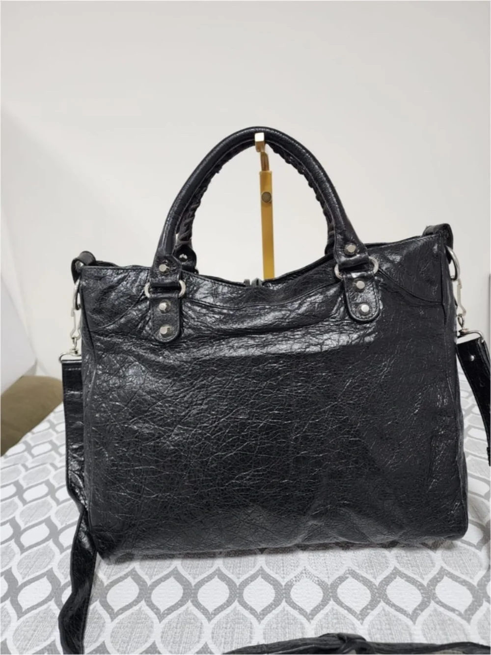 Authentic Balenciaga Motocross Classic Velo Satchel Bag Black